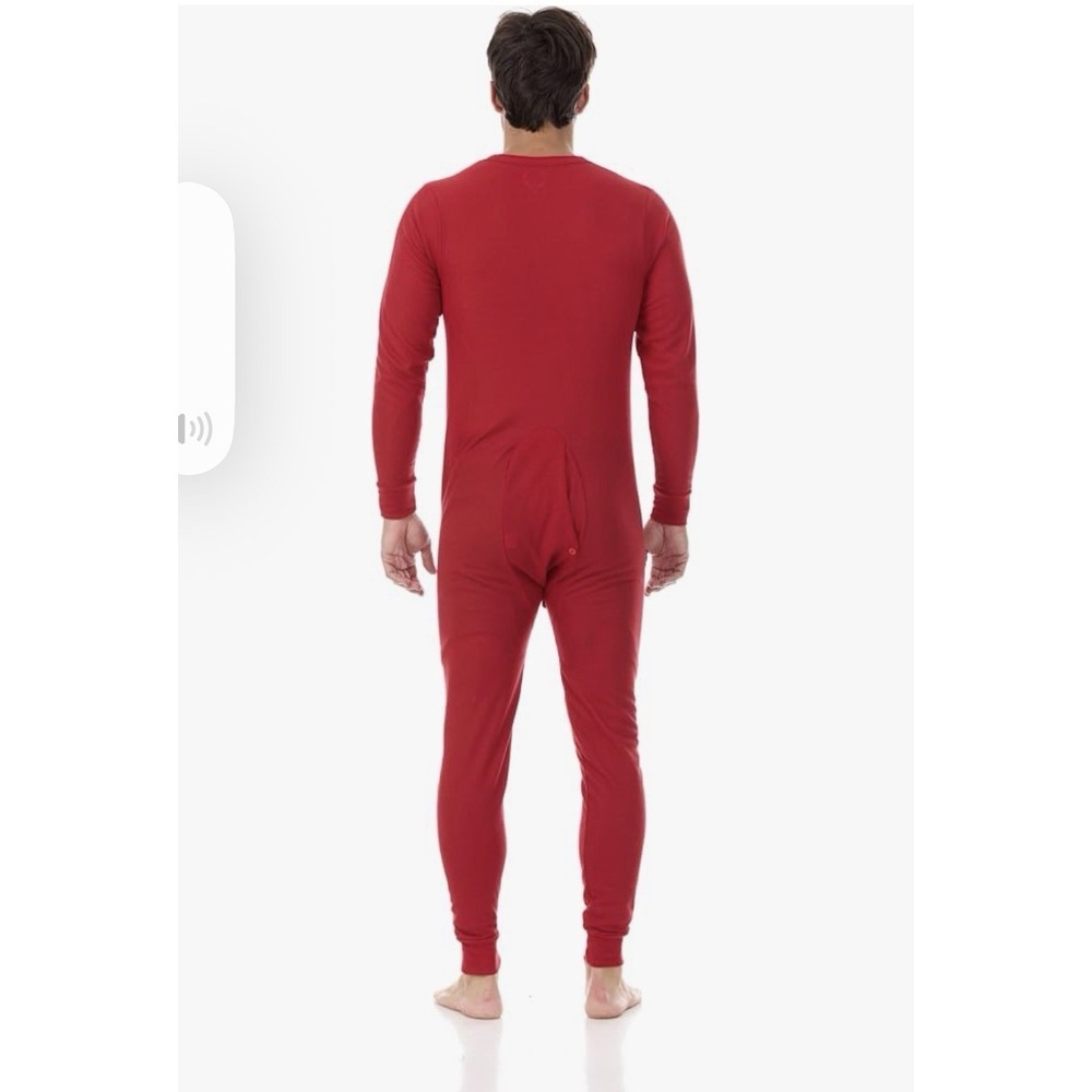 Vintage Thermal Union Suit Size L One Piece Long Johns Red Button Up Duofold - Picture 3 of 16